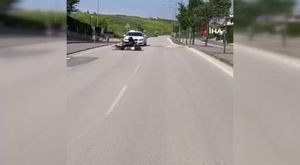 Go kart sürücüsü pisti şaşırdı, trafiğe çıkıp drift attı