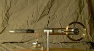 Demonstration of wood burning Stirling engine