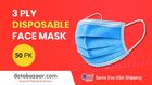 Buy 3 Ply Disposable Face Mask - 50 Pack - Same Day USA Shipping