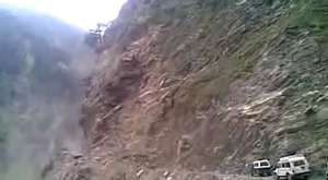 Graphic content Truck falls off cliff due to land slide
