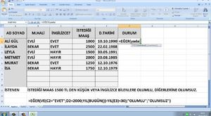 EXCEL DE İÇİÇE EĞER KULLANIMI 