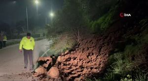 Bursa’da kontrolden çıkan kamyon yan yattı!