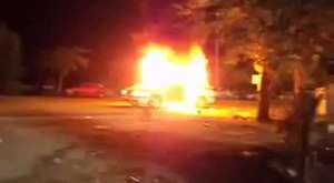 Policecar is burning