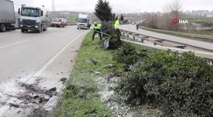Bursa'da motosiklet sürücüsü dengesini kaybedip kaza yaptı!