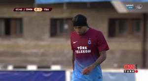 Trabzonspor denfender Salih Dursun give referee red card 21/02/2015 