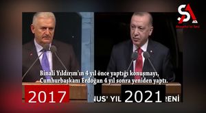 Binali Yıldırım'ın 4 yıl önce yaptığı konuşmayı, Cumhurbaşkanı Erdoğan 4 yıl sonra yeniden yaptı