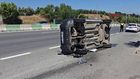 Takla atan otomobilin sürücüsü yaralandı