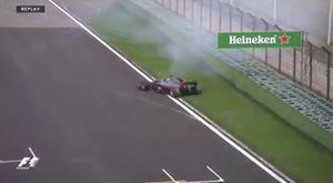 Romain Grosjean ve Antonio Giovinazzi'nin Q1 son virajdaki kazaları
